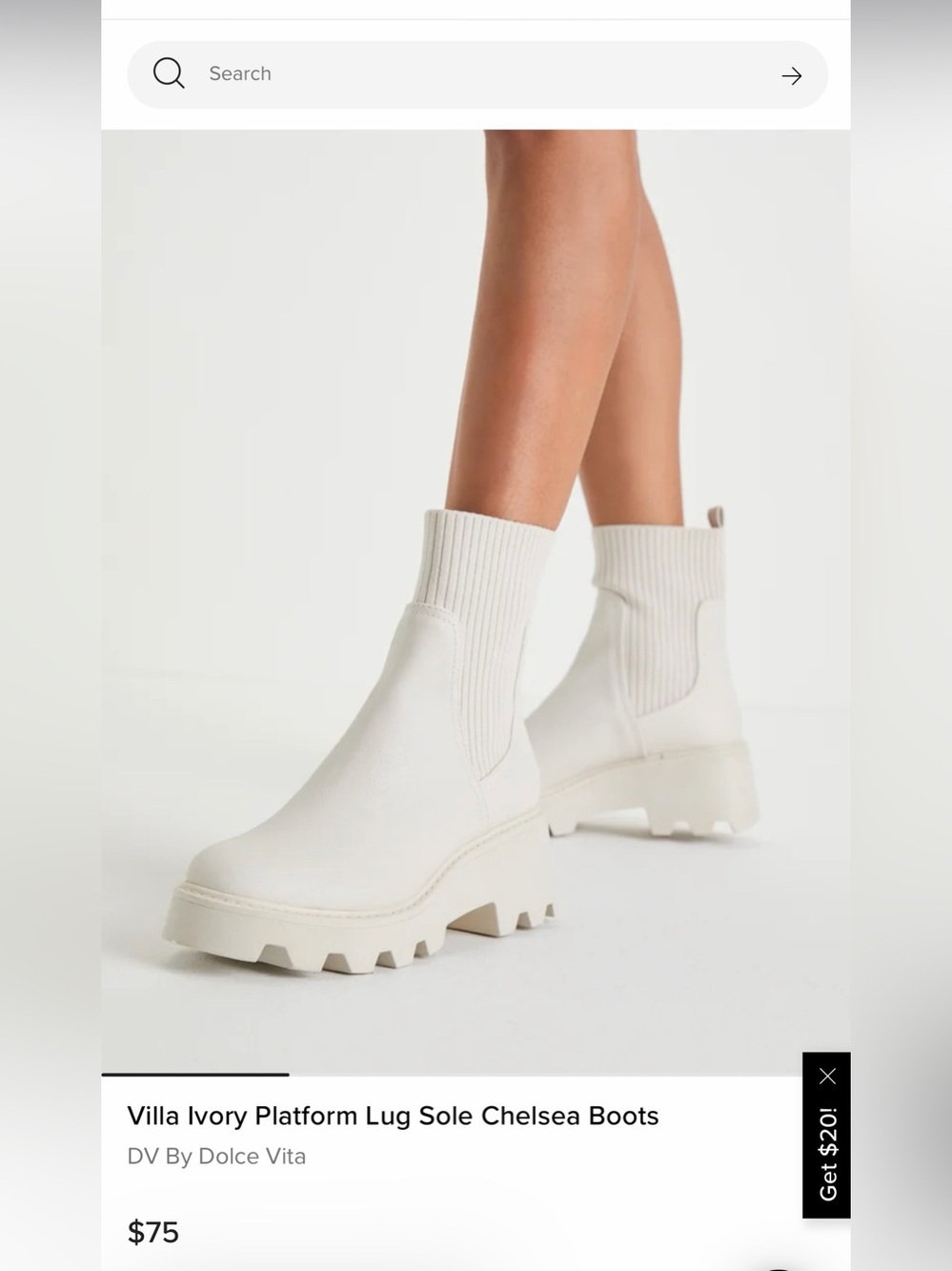 DV by Dolce Vita Ivory Platform Chelsea Lug-Sole Boots